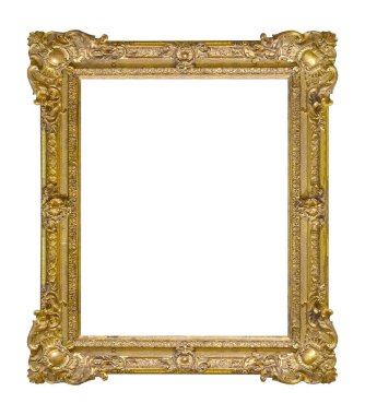 Beyaz arkaplanda izole edilmiş resimler, aynalar veya fotoğraf için altın çerçeve