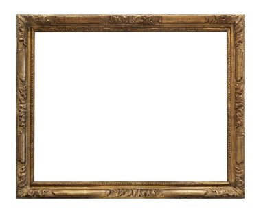 Beyaz arkaplanda izole edilmiş resimler, aynalar veya fotoğraf için altın çerçeve