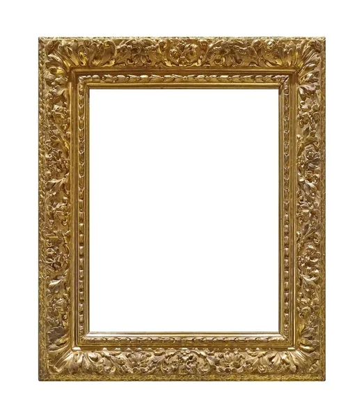 Gouden Lijst Voor Schilderijen Spiegels Foto Geïsoleerd Witte Achtergrond — Stockfoto
