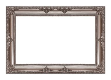 Beyaz arkaplanda izole edilmiş resimler, aynalar veya fotoğraf için gümüş çerçeve
