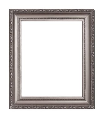 Beyaz arkaplanda izole edilmiş resimler, aynalar veya fotoğraf için gümüş çerçeve