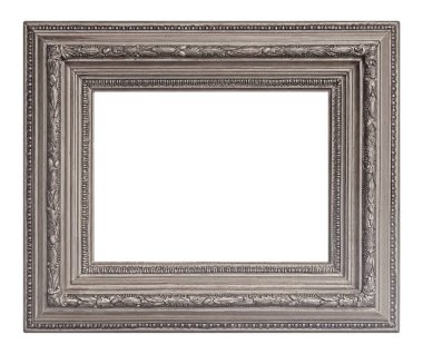 Beyaz arkaplanda izole edilmiş resimler, aynalar veya fotoğraf için gümüş çerçeve