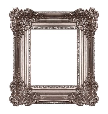 Beyaz arkaplanda izole edilmiş resimler, aynalar veya fotoğraf için gümüş çerçeve