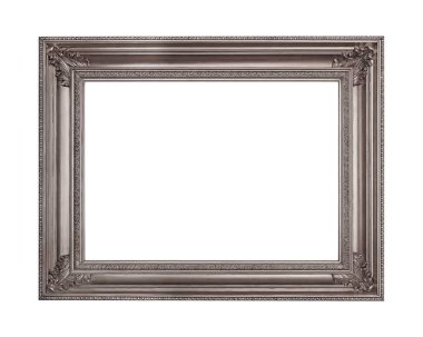 Beyaz arkaplanda izole edilmiş resimler, aynalar veya fotoğraf için gümüş çerçeve