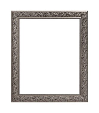 Beyaz arkaplanda izole edilmiş resimler, aynalar veya fotoğraf için gümüş çerçeve