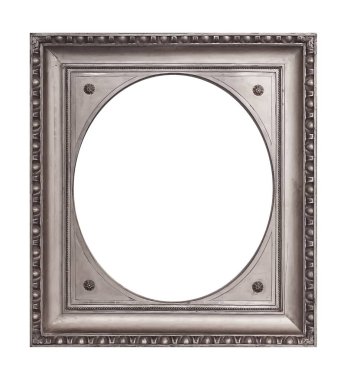 Beyaz arkaplanda izole edilmiş resimler, aynalar veya fotoğraf için gümüş çerçeve
