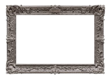 Beyaz arka planda izole edilmiş resimler, aynalar ya da fotoğraf için gümüş çerçeve. Kırpma yolu ile tasarım ögesi