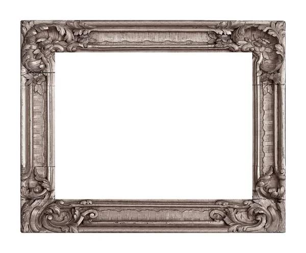 白色背景下隔离的绘画 镜子或照片用银框 — 图库照片