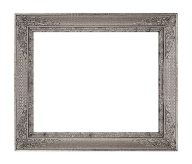 Beyaz arkaplanda izole edilmiş resimler, aynalar veya fotoğraf için gümüş çerçeve