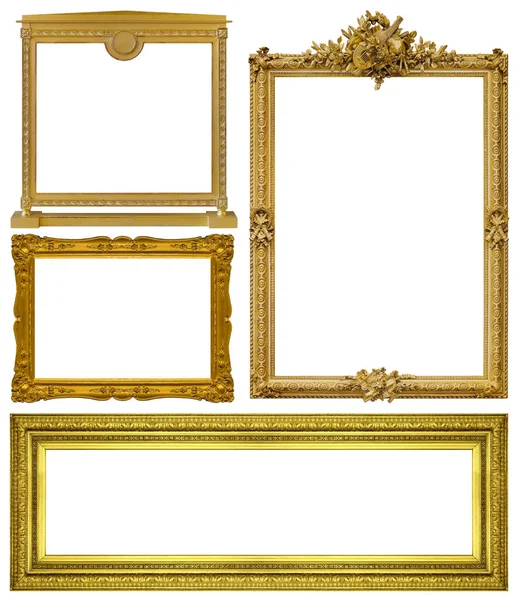 Goldrahmen Für Gemälde Spiegel Oder Foto Isoliert Auf Weißem Hintergrund — Stockfoto