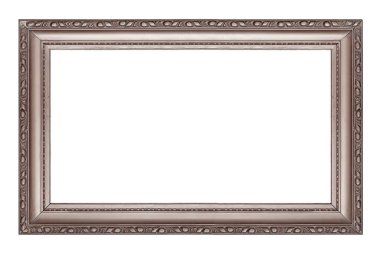 Beyaz arkaplanda izole edilmiş resimler, aynalar veya fotoğraf için panoramik gümüş çerçeve