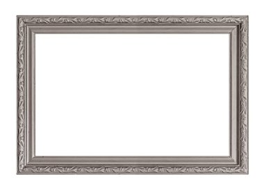 Beyaz arkaplanda izole edilmiş resimler, aynalar veya fotoğraf için panoramik gümüş çerçeve