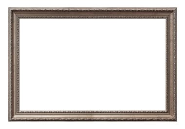 Beyaz arkaplanda izole edilmiş resimler, aynalar veya fotoğraf için panoramik gümüş çerçeve