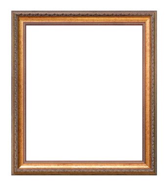 Beyaz arkaplanda izole edilmiş resimler, aynalar veya fotoğraf için altın çerçeve