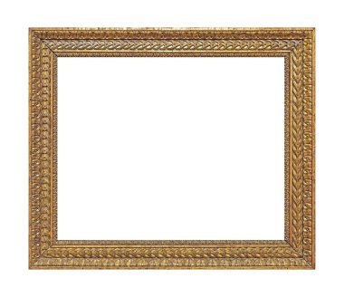 Beyaz arkaplanda izole edilmiş resimler, aynalar veya fotoğraf için altın çerçeve