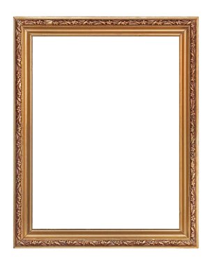 Beyaz arkaplanda izole edilmiş resimler, aynalar veya fotoğraf için altın çerçeve