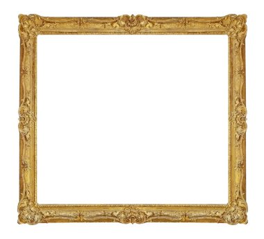 Beyaz arkaplanda izole edilmiş resimler, aynalar veya fotoğraf için altın çerçeve