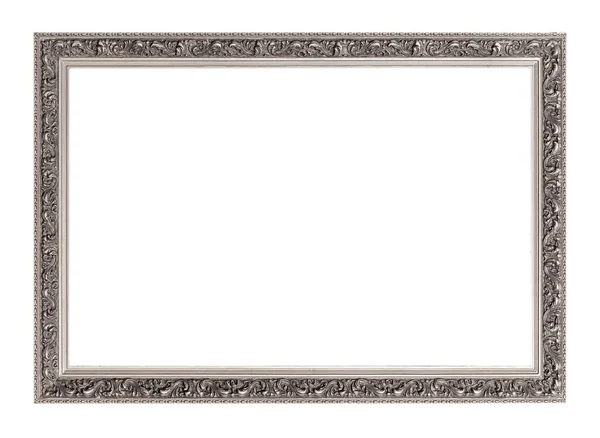 Panoramic Silver Frame Paintings Mirrors Photo Isolated White Background — Stock Photo, Image