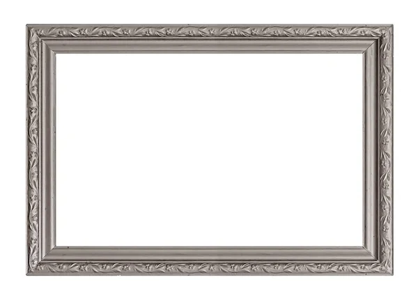 Πανοραμική Ασημένια Κορνίζα Για Πίνακες Καθρέφτες Φωτογραφία Που Απομονώνονται Λευκό — Φωτογραφία Αρχείου