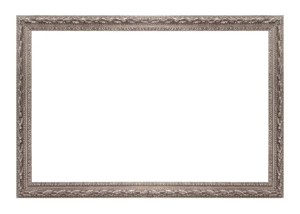 Панорамна Срібна Рамка Картин Дзеркал Або Фото Ізольована Білому Тлі — стокове фото