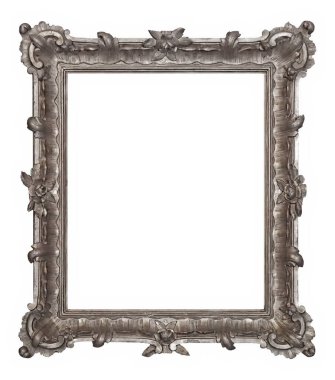 Beyaz arkaplanda izole edilmiş resimler, aynalar veya fotoğraf için gümüş çerçeve