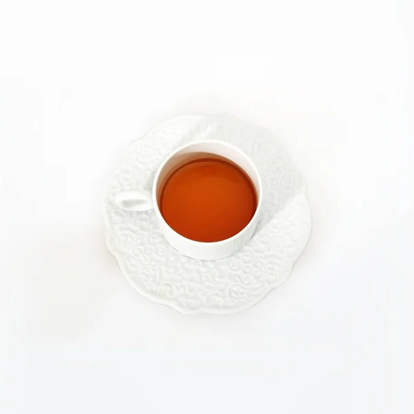 Copo Porcelana Com Chá Isolado Fundo Branco — Fotografia de Stock