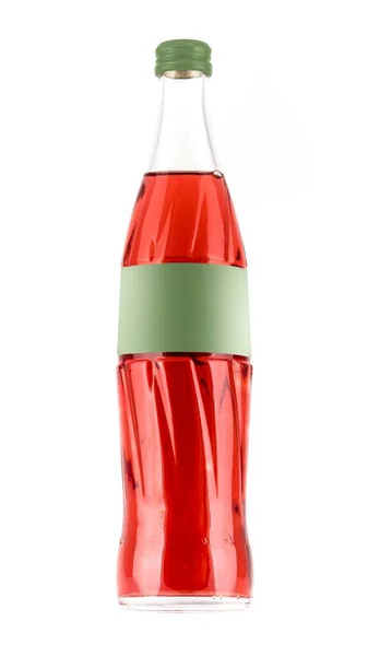Flaschen Für Erfrischungsgetränke Auf Weißem Hintergrund Mit Leerem Etikett — Stockfoto