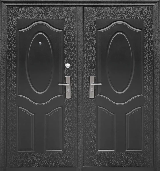 Модель Двойных Входных Металлических Дверей Белом Фоне — стоковое фото