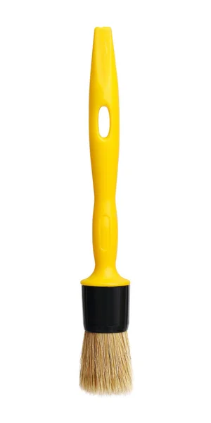 Кругла Щітка Жовтою Ручкою Ізольована Білому Тлі — стокове фото