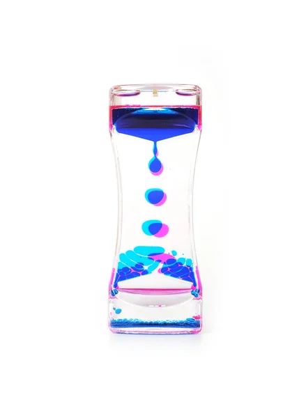 Relógio Água Clepsydra Com Gotas Coloridas Isoladas Sobre Fundo Branco — Fotografia de Stock