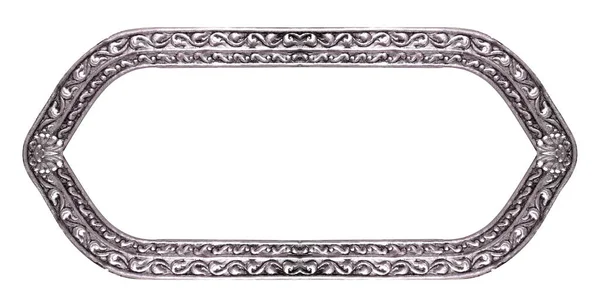 Moldura Prata Panorâmica Para Pinturas Espelhos Foto Isolada Fundo Branco — Fotografia de Stock