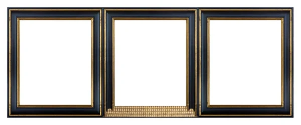 Quadro Madeira Triplo Tríptico Para Pinturas Espelhos Fotos Isoladas Sobre — Fotografia de Stock