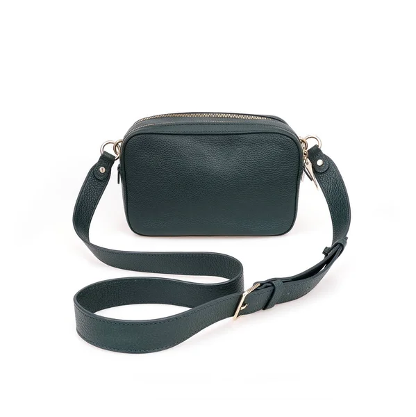 Elegante Borsa Tracolla Femminile Verde Isolata Sfondo Bianco — Foto Stock