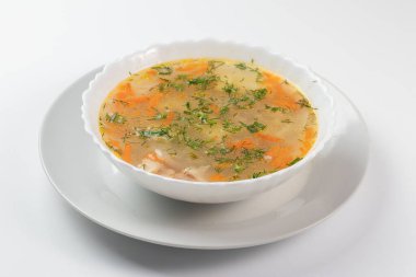 Tavuk fileto ve taze dereotlu tavuk çorbası.