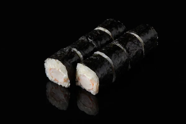 Kruidige Kani Roru Krab Pikante Saus Wasabi Een Zwarte Achtergrond — Stockfoto