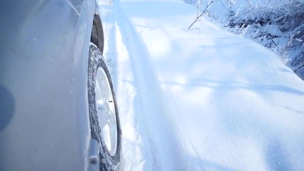21.01.2018, Τσέρνοβτσι, Ουκρανία - αυτοκίνητο ολίσθησης στο χιόνι — Αρχείο Βίντεο