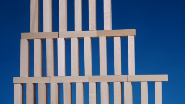 Tower of blocks while playing jenga — Stock Video