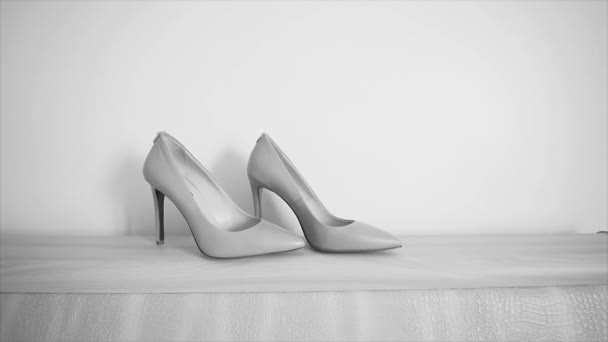 Zapatos de boda grises para mujeres — Vídeos de Stock