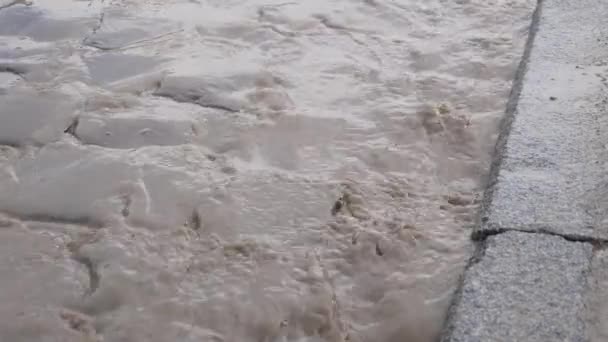 道路上の大規模な深春水たまり — ストック動画