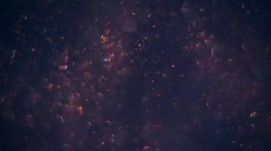 Koyu evren arka plandaki moleküller gibi saydam parıldayan bokeh kabarcıklarının kaotik pürüzsüz girdapları.
