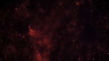Abstract background with chaotical motion of glimmering red bubbles. Balls rotation, abstract molecular brownian motion.