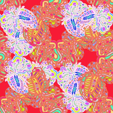 Çizgi film handdrawn el yapımı ve dikiş karalamalar seamless modeli. 