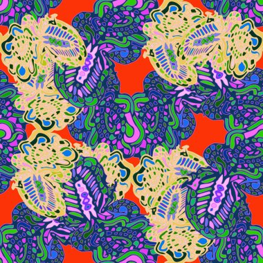 Çizgi film handdrawn el yapımı ve dikiş karalamalar seamless modeli. 