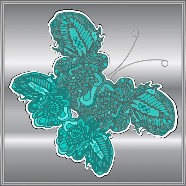 Πεταλούδα Doodle Νέο Σχεδιασμό Zentangle Ενέπνευσαν Τέχνης — Διανυσματικό Αρχείο