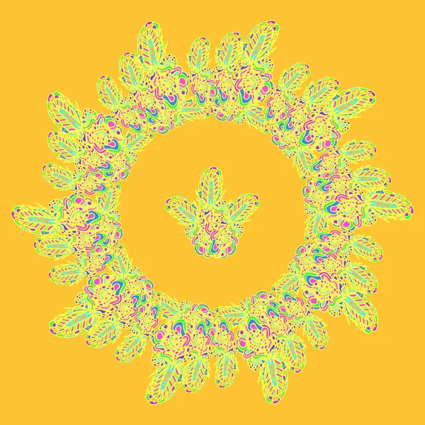 Nuevo Mandala Simétrico Estilo Zentangle Inspirado Arte Con Garabato — Vector de stock