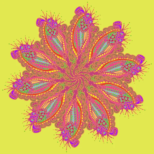 Nieuwe Symmetrische Mandala Stijl Zentangle Geïnspireerd Kunst Met Doodle Decoratief — Stockvector