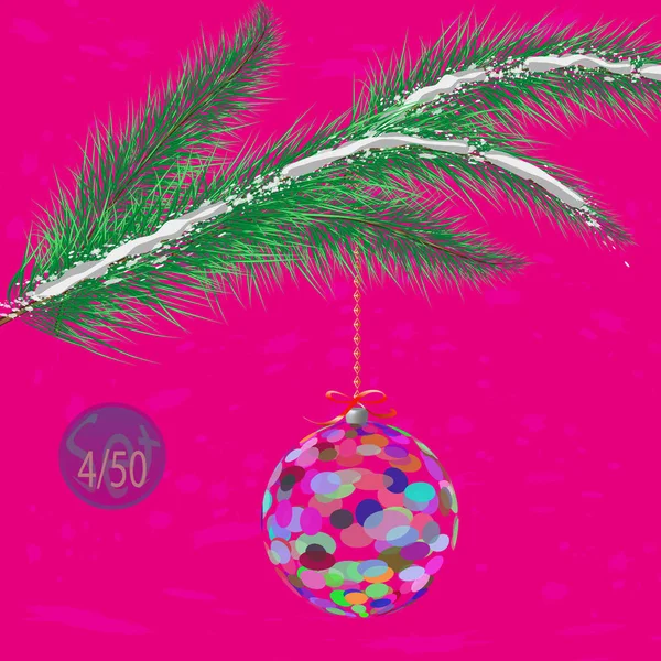 Árbol Navidad Adorno Bauble Con Adorno Ilustración Vectorial — Vector de stock