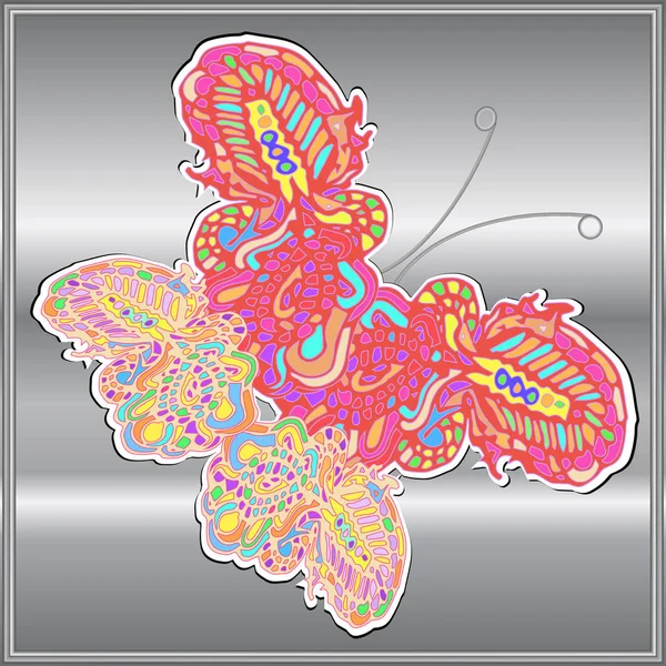 Borboleta Doodle Novo Design Zentangle Arte Inspirada — Vetor de Stock