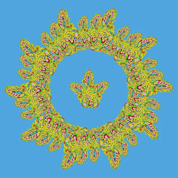 Nuevo Mandala Simétrico Estilo Zentangle Inspirado Arte Con Garabato — Vector de stock
