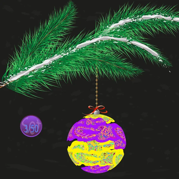 Décoration Boule Arbre Noël Avec Ornement Illustration Vectorielle — Image vectorielle